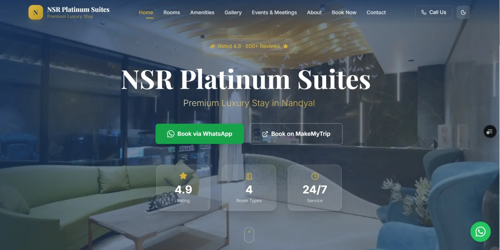 NSR Platinum Suites - Premium Hotel Website
